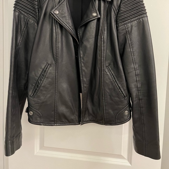 Trouvé black leather moto jacket - Picture 2 of 6